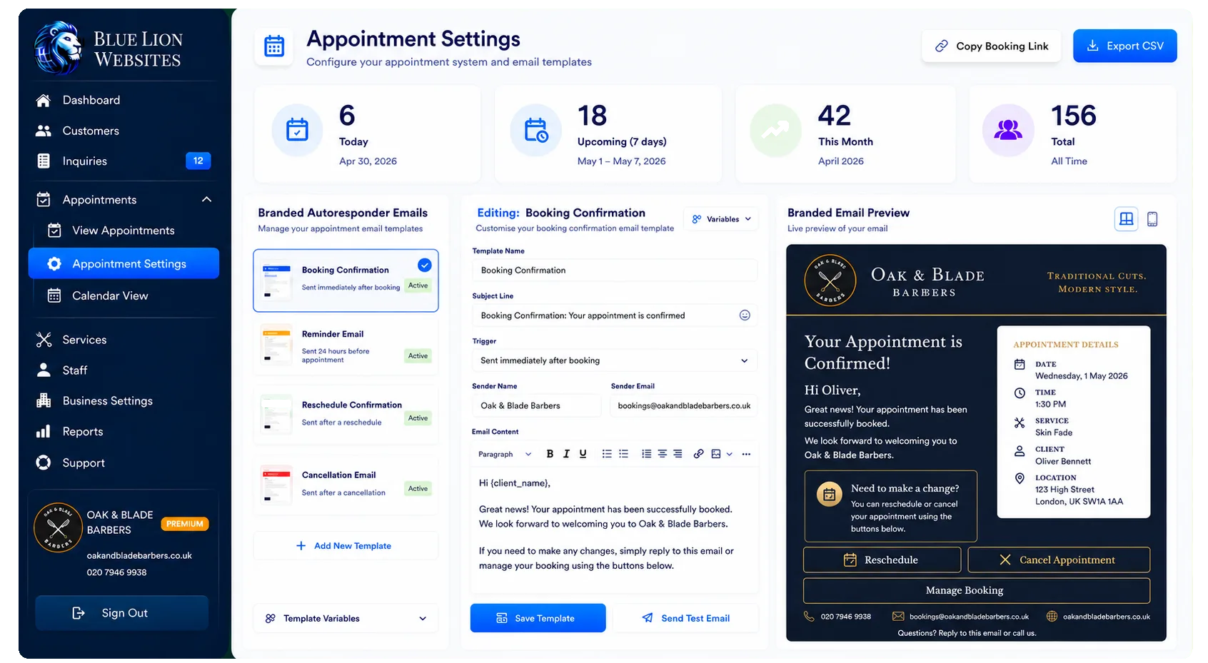 Branded booking confirmation email template