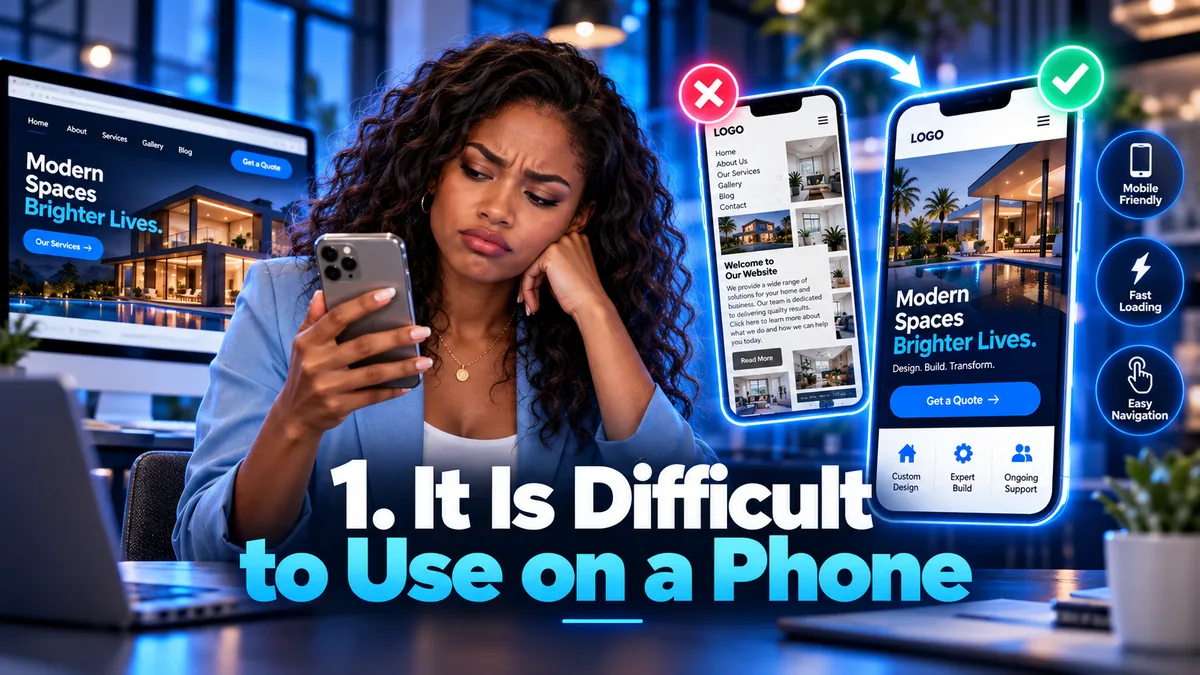A business website that is difficult to use on a mobile phone