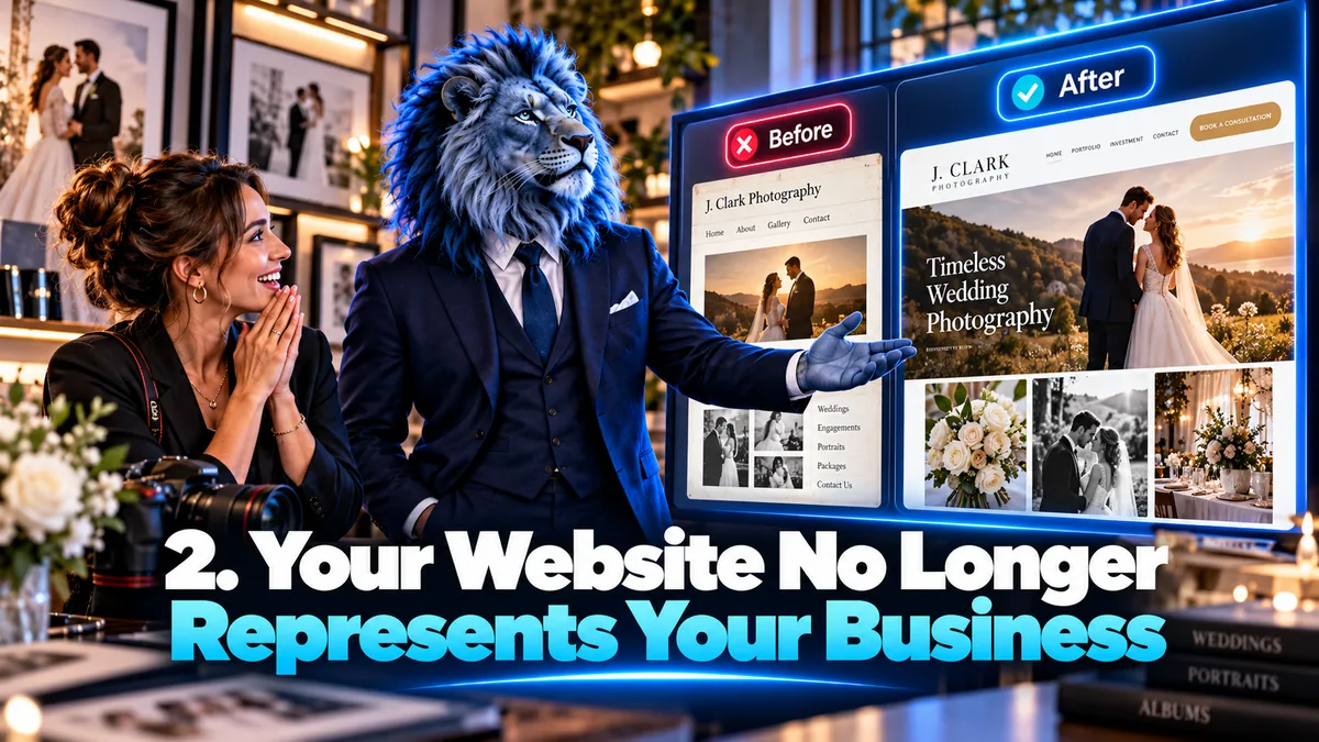 An outdated business website that no longer represents the business