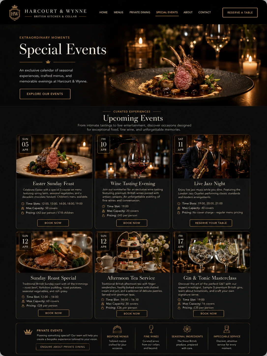 Website — Special events