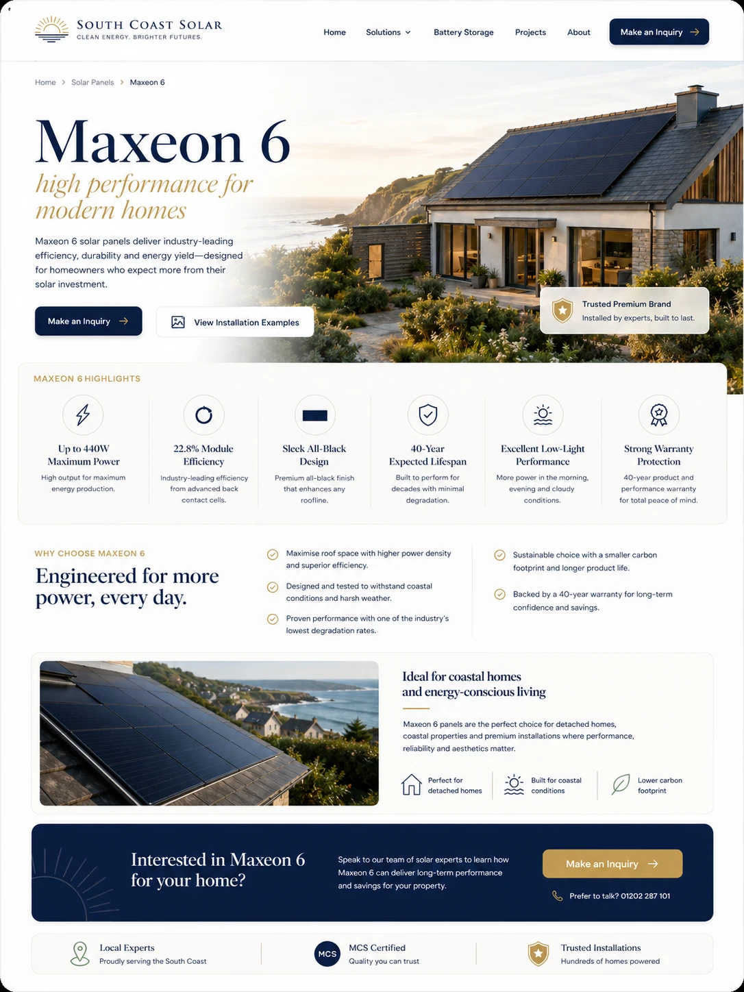 Solar panel company — tablet view